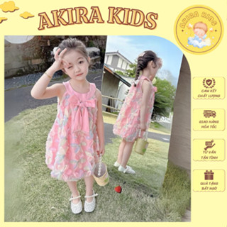 Đầm Tơ Công Chúa, Váy Bé Gái Đính Nơ Bồng Thời Trang Mùa Hè (12-22kg)