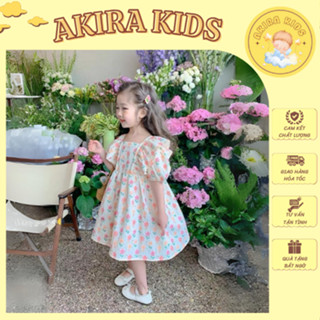 Váy Hoa Nhí Vải Xốp Mịn Chào Hè Thiết Kế Tay Bo Chun Cực Xinh Yêu Cho Bé (10-25kg)