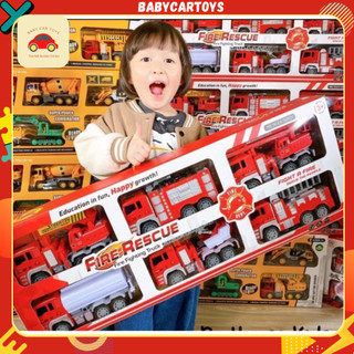 Set 6 xe đồ chơi cực sịn cho bé, xe ô tô cho bé, set 6 xe công trình, set 6 xe cứu hoả size to - c12
