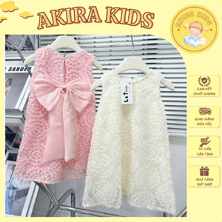 Váy Đầm Ren Sóng Đính Ngọc Trai Phong Cách Tiểu Thư Thắt Nơ Sang Chảnh Cho Bé Yêu (9-20kg)