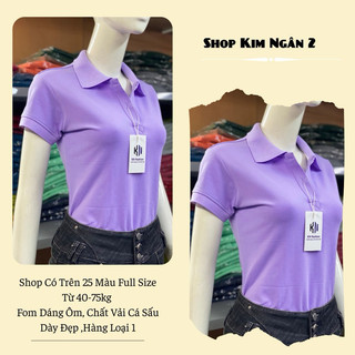 Áo thun polo nữ màu tím hoa cà vải cá sấu loại 1