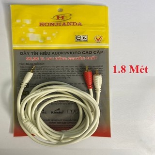 Dây AV HJD 3.5ly ra 2BS - Màu Trắng 1.8M  ĐỒNG NGUYÊN CHẤT