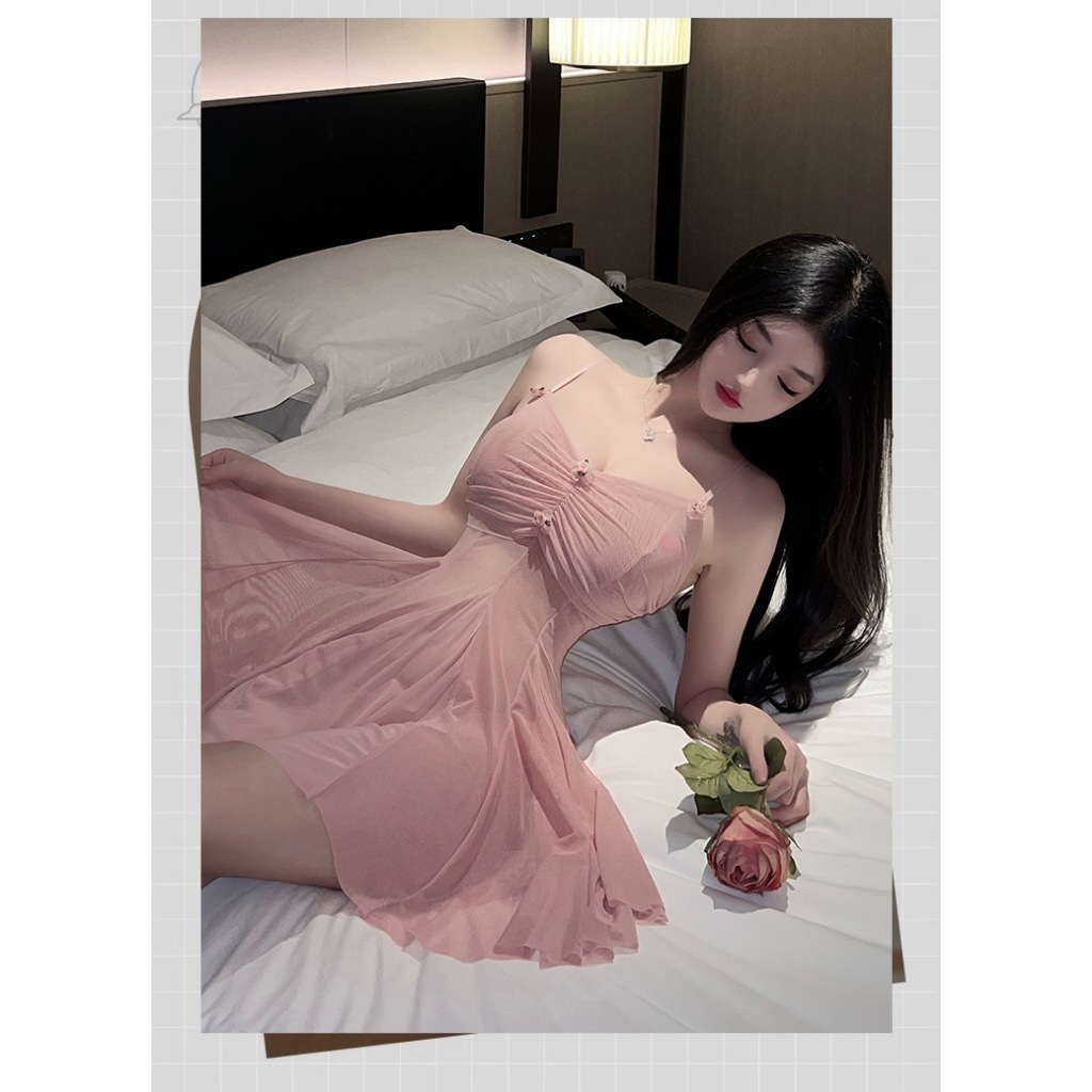 Váy ngủ 2 dây xuyến thấu quyến rũ Set đồ nữ bộ ngủ DN55 Đồ ngủ gợi cảm sexy tặng Đồ lót nữ chip | BigBuy360 - bigbuy360.vn