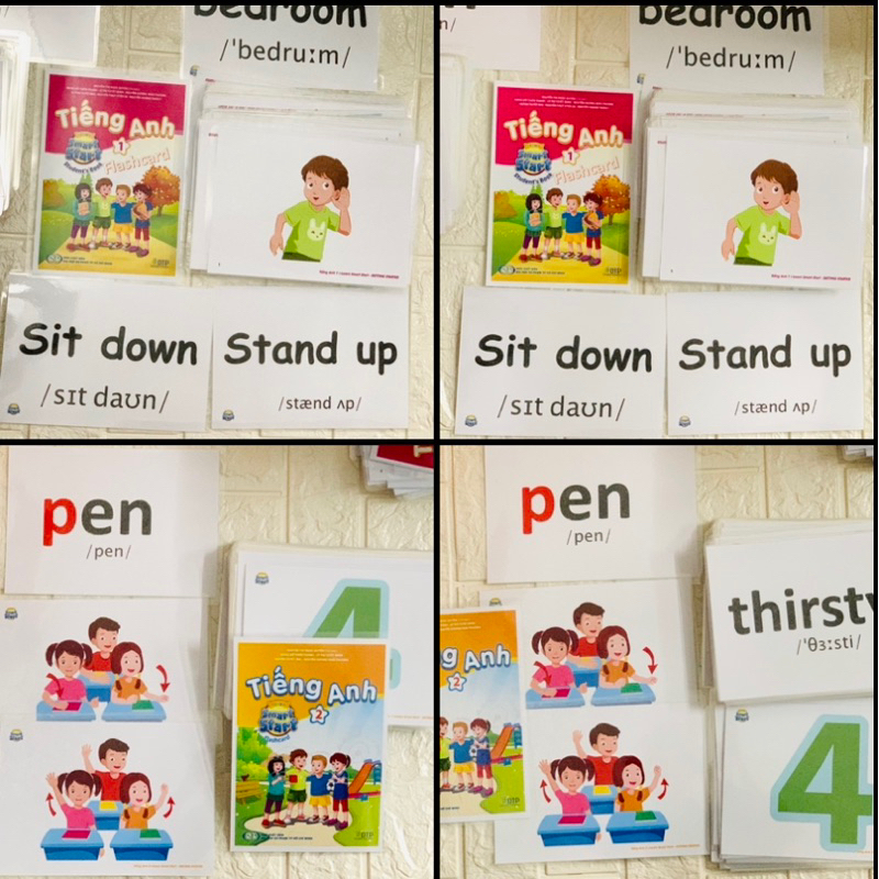 Thẻ Flashcard Tiếng Anh i-Learn Smart Start Lớp 1, 2, 3, 4, 5 (mới nhất) in 2 mặt có phiên âm
