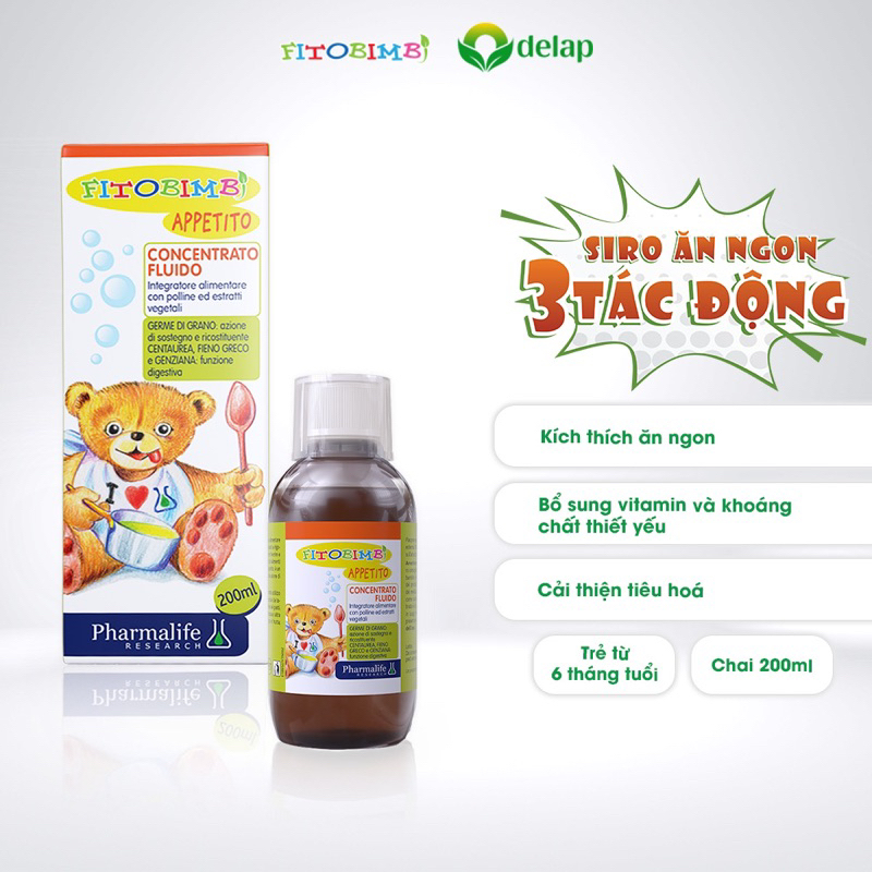 HÀNG CHÍNH HÃNG-Siro Ăn Ngon 3 Tác Động FITOBIMBI APPETITO