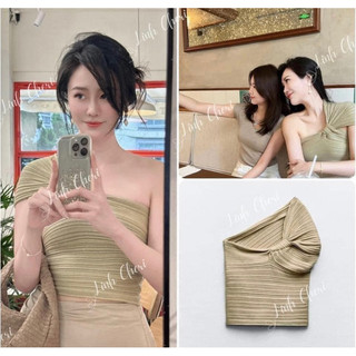 Áo trễ vai xếp ly zara xuất