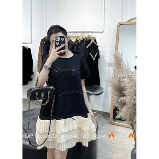 Đầm babydoll đính kim sa chân bèo dập li 0624 thaotranshop90 [kèm ảnh thật chụp sàn]