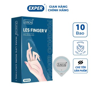Bao cao su ngón tay dành cho cả nam và nữ Juncai LES FINGER V, bcs ngón tay siêu mỏng nhiều gel hương vani dịu nhẹ