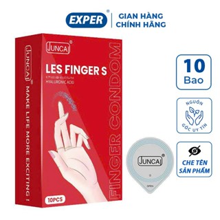 Bao cao su ngón tay Juncai LES FINGER S  hương dâu dịu nhẹ hộp 10 cái, bcs ngón tay siêu mỏng nhiều gel