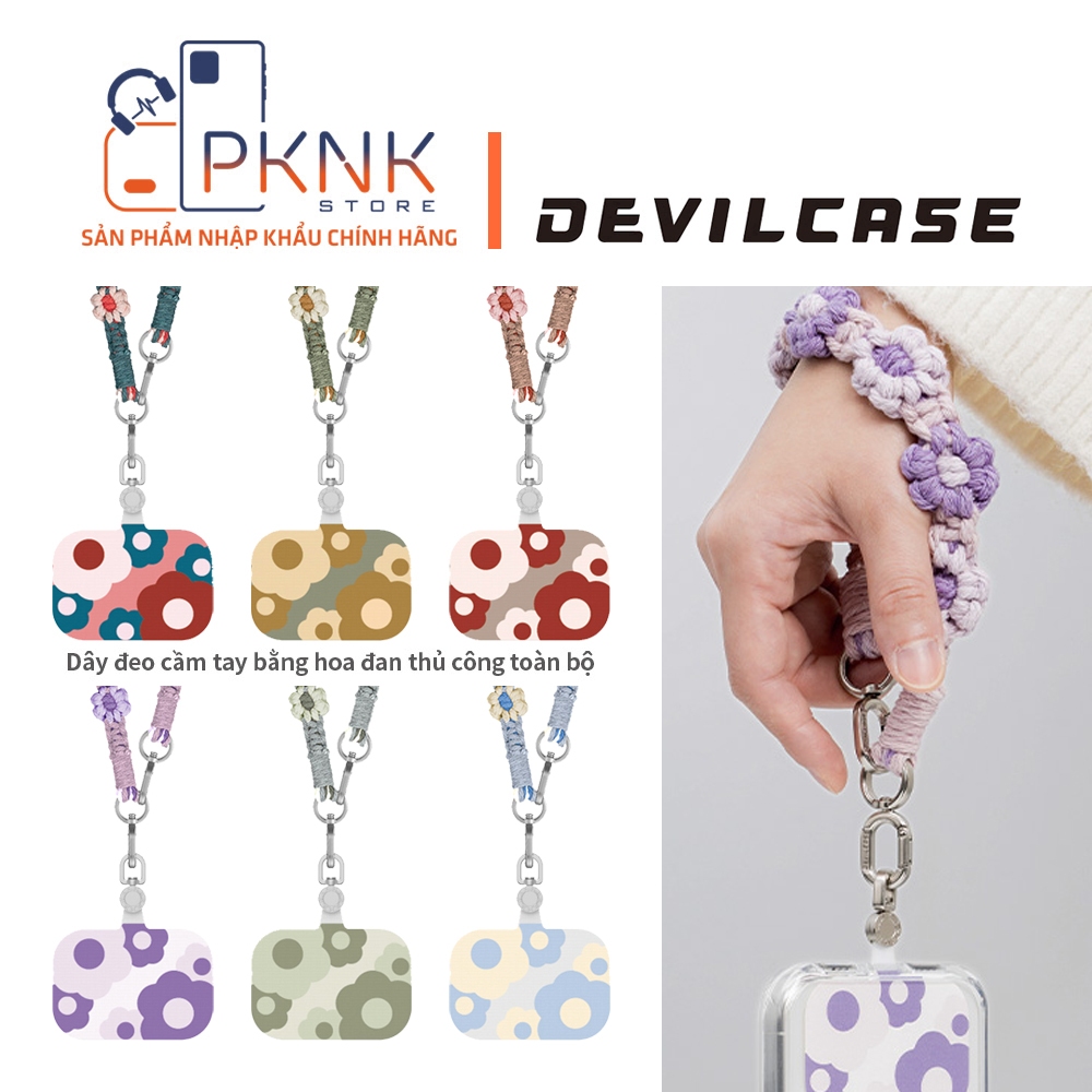 Devilcase Dây đeo điện thoại cầm tay bằng hoa đan thủ công (Kèm Thẻ gắn dây đeo điện thoại)