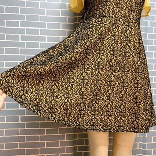 đầm bigsize vàng phối ren đen kiểu 2hand