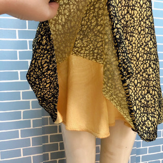 đầm bigsize vàng phối ren đen kiểu 2hand
