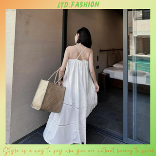 ĐẦM MAXI HAI DÂY CỘT VẢI LINEN - LTD.FASHION - TK3526