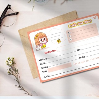 Phiếu giao hàng có keo, phiếu ship hàng, giấy ghi mã vận đơn – kích thước 14cm x 10cm - bóc dán