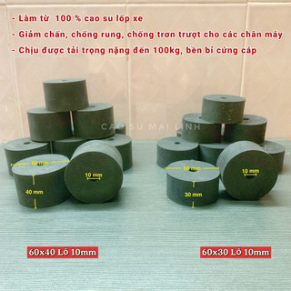 Cao su chống rung đường kính 60 (mm) , Cao su kê chân máy , Cao su giảm chấn đường kính 60 cao; 30; 40; (mm)