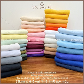 Vải thun cotton màu trơn co giãn 2 chiều (BẢNG MÀU MỚI UPDATE), chất mỏng, mềm mịn may hè, thấm hút mồ hôi (vải em bé)