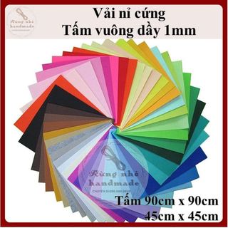 Vải nỉ cứng, size 90x90cm, 45x45cm, hàng đẹp, vải không dệt, vải dạ, vải felt, làm handmade, craft