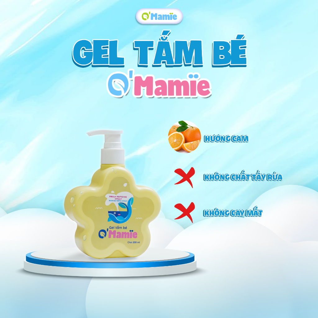 Sữa Tắm Gội Toàn Thân Cho Bé Sơ Sinh O'MAMIE chai 200ml