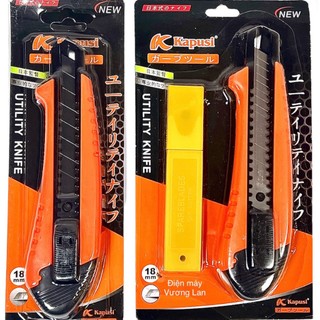 Dao rọc giấy thân nhựa cán dày Kapusi Japan, Lưỡi dao thép SK5, cắt giấy, rọc băng keo, bìa carton
