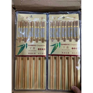 Vỉ 10 đôi đũa tre trúc hoa văn đá cao cấp xuất Nhật.