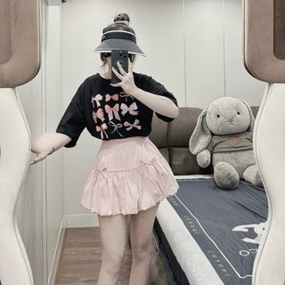 Set Áo Form Rộng In Nơ Chân Váy Bí Đính Nơ