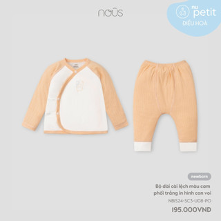 Nous Newborn bộ cài lệch dài tay cho bé trai, bé gái quần áo sơ sinh dài tay cài lệch Nous - Chất liệu Petit BTS tháng 6