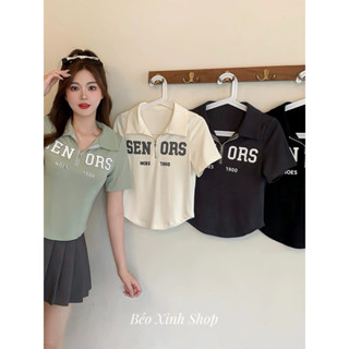 [Rẻ vô địch] Áo Thun Polo Dây Kéo In Họa Tiết 45- 90Kg Có Bigsize Thời Trang Nữ Áo Thun Trơn - A.1339