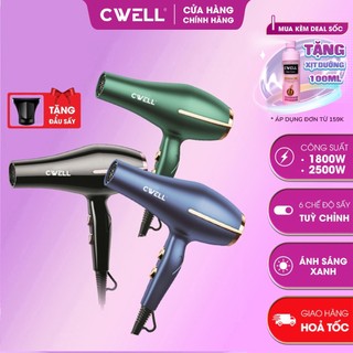 Máy sấy tóc CWell công suất lớn 1800-2500W C03HD, 6 chế độ tùy chỉnh nóng/lạnh, thiết kế chuẩn Salon