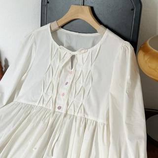 Sixi - Áo Babydoll cổ bẻ thắt nơ Hanie