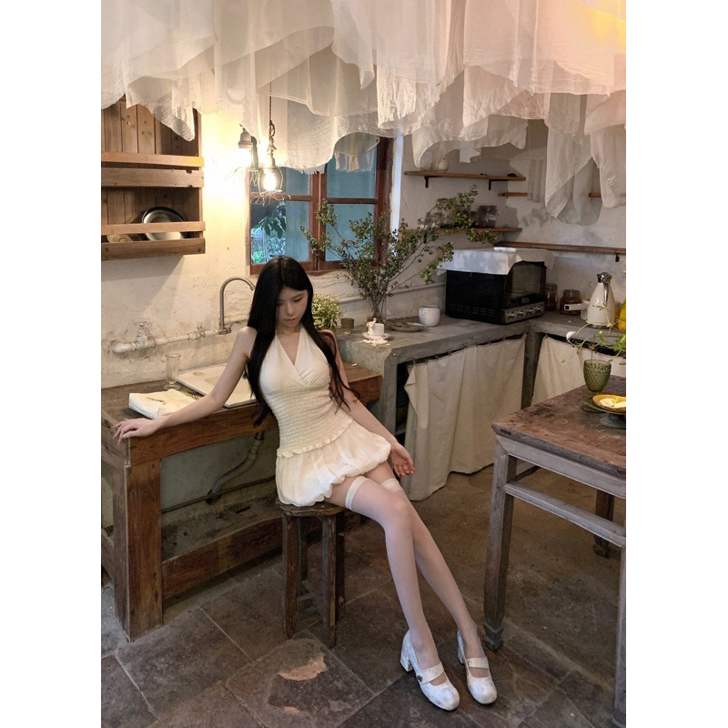 Đầm Body Cổ Yếm Hở Lưng Dáng Bí Phồng Nhún Eo TIBU Đầm Nữ Dáng Ngắn Tôn Dáng Đi Chơi Dự Tiệc Sang Chảnh | BigBuy360 - bigbuy360.vn