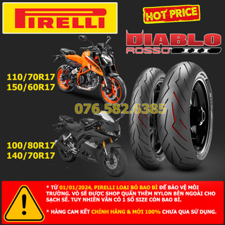 Vỏ lốp xe pirelli rosso iii cho motor: yamaha, kawasaki, ktm, honda....
