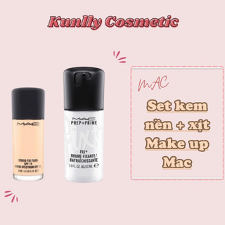 Set kem nền + xịt Make up Mac