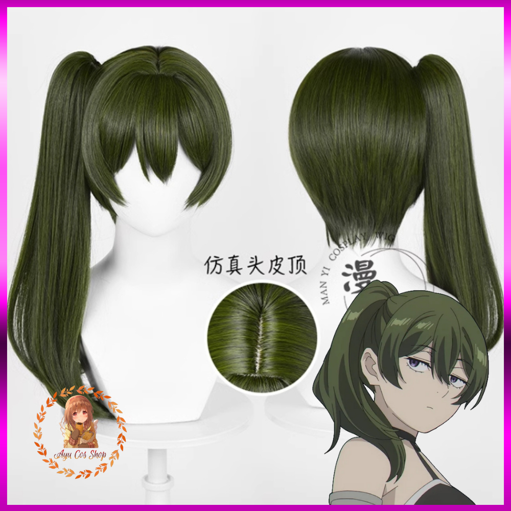 [order] wig cosplay Ubel Frieren tóc giả có búi xanh rêu