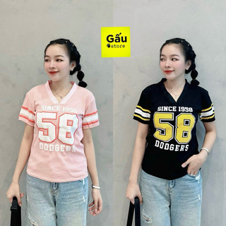 Áo thun nữ phom ôm cổ tim in nổi 58