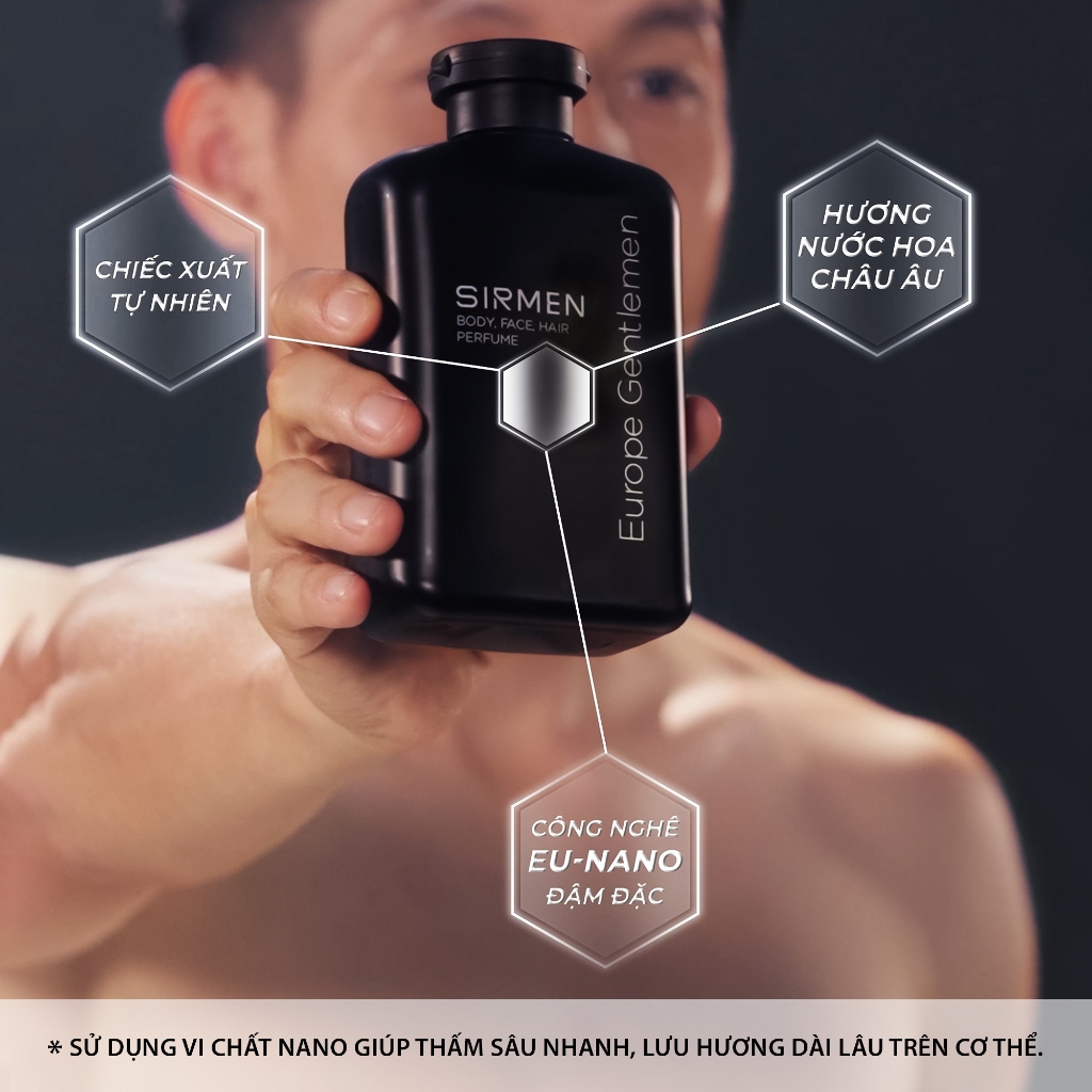 COMBO MILAN EUROPE gồm 02 CHAI Sữa tắm gội nam 4 in 1 hương nước hoa châu Âu SIRMEN Europe Gentlemen cao cấp 350g