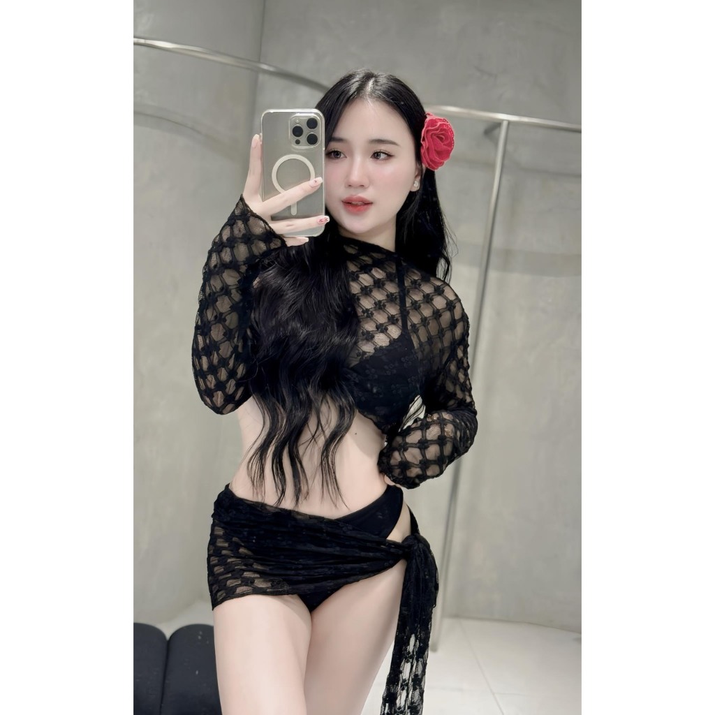 Bikini đồ bơi đi biển bốn chi tiết lưới Hoa Nhí cao cấp HÀ BIKINI | BigBuy360 - bigbuy360.vn