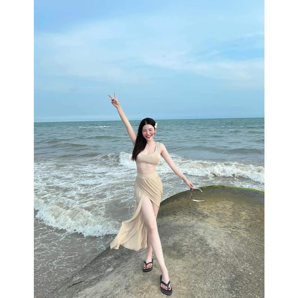 Bikini đồ bơi đi biển set ba món  BRA ren mềm áo có mút phối quây xẻ tà tôn dáng HÀ BIKINI | BigBuy360 - bigbuy360.vn