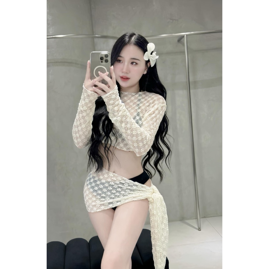 Bikini đồ bơi đi biển bốn chi tiết lưới Hoa Nhí cao cấp HÀ BIKINI | BigBuy360 - bigbuy360.vn