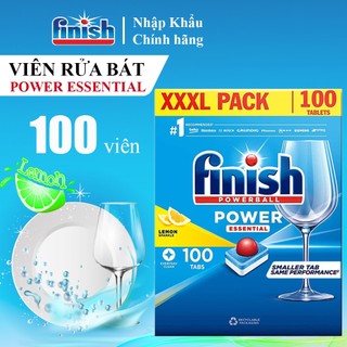Viên Rửa Chén Bát Hương Chanh Finish Essential Rửa Cực Sạch Nhập Khẩu Châu Âu Chính Hãng 100 Viên/hộp