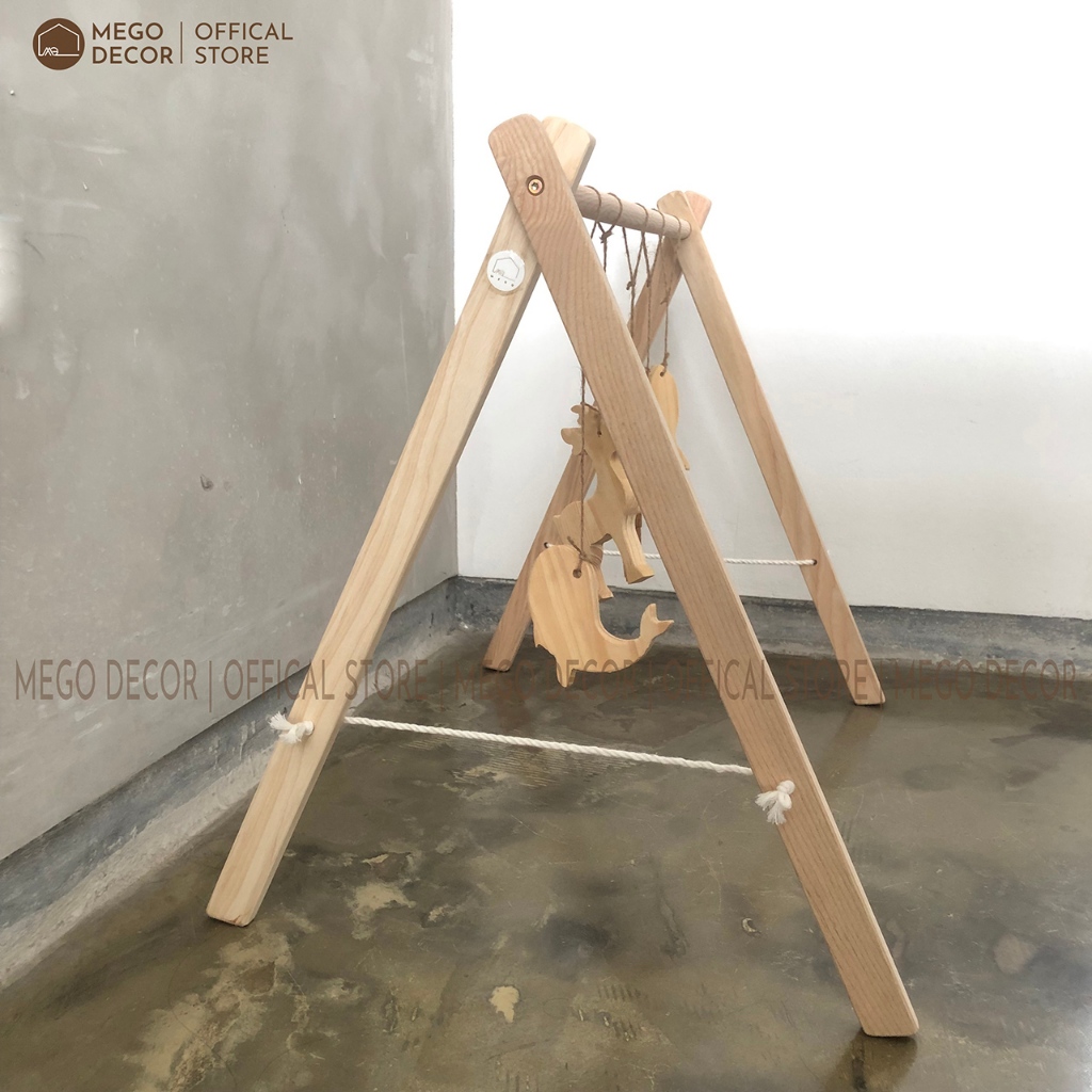 Kệ chữ A bằng gỗ sồi an toàn cho bé kệ treo đồ chơi trẻ em