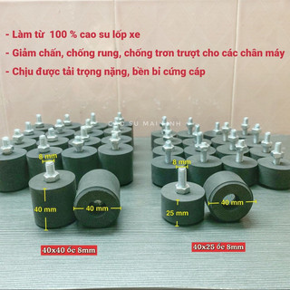 Cao su giảm chấn đường kính 40 (mm) có ốc, Cao su chống rung, Cao su chân máy có ốc đường kính 40 cao 40 và 25 ốc 8 (mm)
