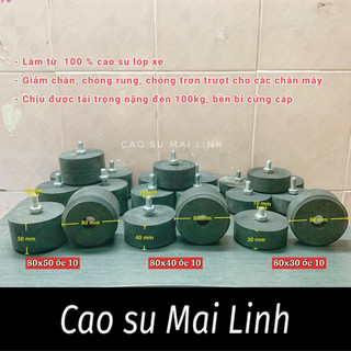 Cao su giảm chấn đường kính 80 (mm) có ốc ,Cao su chống rung,  Cao su chân máy đường kính 80 cao 30 40 50 ốc 10 (mm)