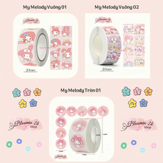  Cuộn 500 Sticker Nhãn Dán My Melody Sanrio Họa Tiết Hoạt Hình Bloomin2k Cute Trang Trí