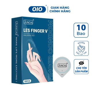 Bao cao su ngón tay Juncai LES FINGER V hộp 10 cái siêu mỏng nhiều gel hương vani dịu nhẹ