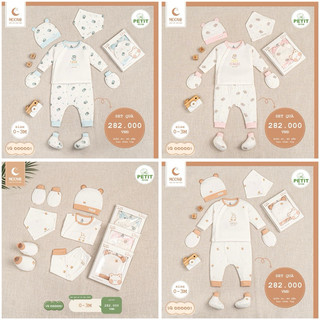 Set sơ sinh Moon@ vải petit mềm mát cho bé trai/bé gái
