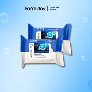 Khăn giấy tẩy trang Farmstay collagen water full moist cleansing tissue 120g