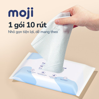 Khăn giấy ướt MOJI dành cho bé size 10 tờ 16x18cm không mùi không cồn bỏ túi tiện lợi
