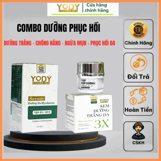 Combo dưỡng phục hồi sau tái tạo Yody White Phương Anh - Kem ngày 3X và serum dưỡng trắng Phương Anh