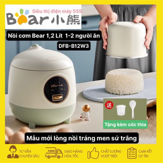 Nồi cơm mini Bear DFB-B12W3 lòng nồi men sứ trắng dung tích 1,2 lít mẫu mới