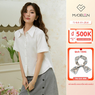 Áo sơ mi ngắn tay đuôi tôm dập ly sau MADELEN